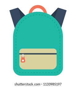 The graphical representation of a bag, flat vector icon for school bag 