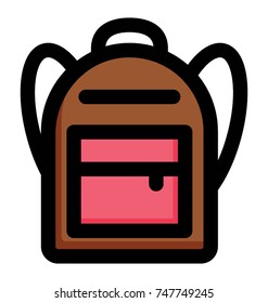 
The graphical representation of a bag, flat vector icon for backpack
