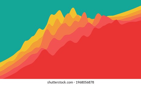 Graphical representation of data. Electric impulse, soundwave or financial chat. Flat vector design template with copyspace.