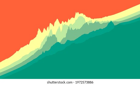 Graphical representation of data. Electric impulse, soundwave or financial chat. Flat vector design template with copyspace.