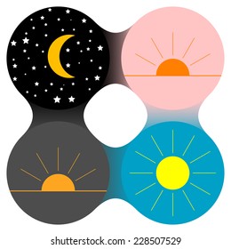 Graphical Representation Of The Day: Night, Morning, Afternoon And Evening