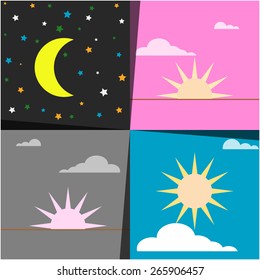 Graphical Representation Of The Day: Night, Morning, Afternoon And Evening