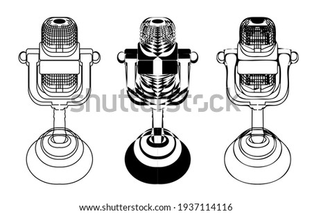 
Graphical representation of microphones. Stylization. Vector.