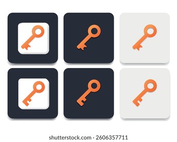 A graphical representation of nine square icons, each containing an orange key with different background shades and orientation, depicting a theme of accessibility or security options.