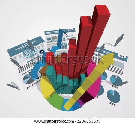 Graphical Representation of People Survey and Statistics Vector Illustration