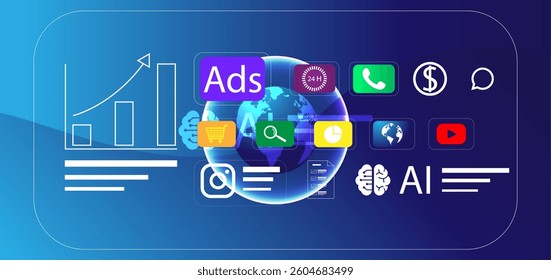 Graphical representation of trends and tools for marketing and technology use in the digital age.