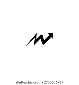 Graphical representation of upward trend with arrow and zigzag pattern