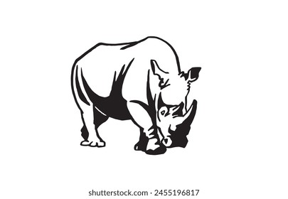 Graphical rhino isolated on white background, vector illustration