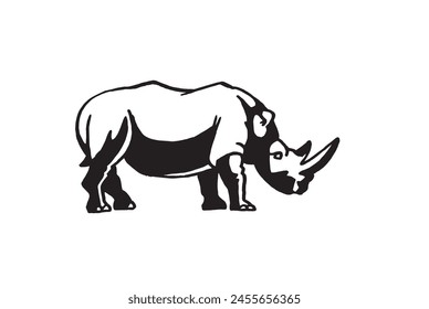 Graphical rhino isolated on white background, vector illustration	