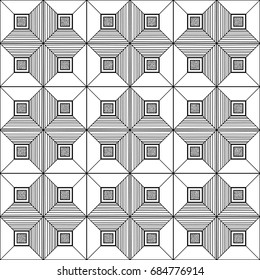 Graphical seamless black and white zentangle pattern. Vector geometrical texture. Endless ornamental background. Use for adult coloring books, textile, pattern fills. 