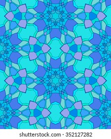 Graphical seamless ethnic mosaic pattern. Vector geometrical kaleidoscopic texture. Endless ornamental background. Use for pattern fills, wallpaper, textile, wrapping paper, web page background. 