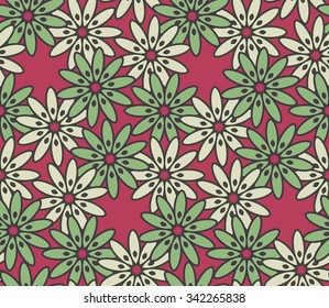 Graphical seamless floral pattern. Vector ornamental texture with stylized flowers. Endless ornamental background. Use for pattern fills, wallpaper, textile, wrapping paper, web page background. 