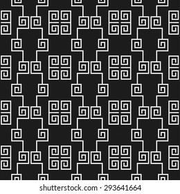 Graphical seamless pattern on black background. Geometric texture for printing on fabric, cloth, wrapping paper and background for websites.