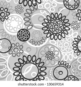 Graphical seamless pattern. Ornamented with black and white figures.