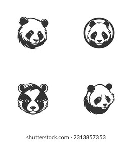 Conjunto gráfico de osos sobre elementos vectores de negro, oso y panda.Diseño, tatuaje y logotipo