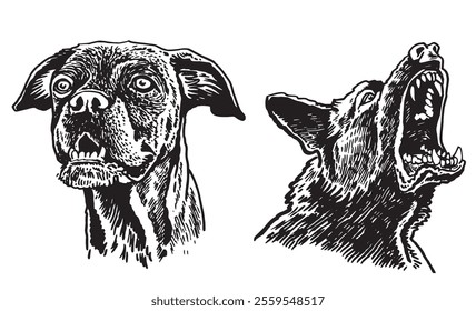 Graphical set of breed dogs on white background,vector illustration