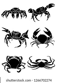 Graphical set  of crabs isolated on white background,vector illustration 