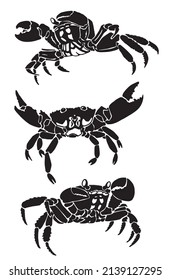 Graphical  set of crabs isolated on white background,vector elements sea - food