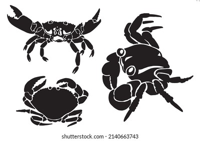 Graphical  set of crabs isolated on white background,vector elements sea - food