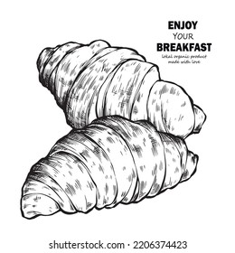 Graphical set of croissants isolated on white background,vector illustration