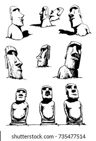 Grafischer Moai einzeln auf weißem Hintergrund, Vektorgrafik