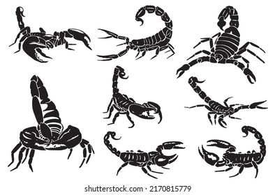 Graphical set of scorpions isolated on white,vector elements