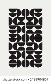 Graphical shapes of half circles in black and beige. The Bauhaus classic design style.