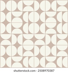 Graphical shapes of half circles in cream and pink. Repeated and decorative design that can be used for packaging, decorating, interior design, wallpapers, banners, and more.
