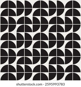 Graphical shapes of quarter circles in black and white shades for wall dcor, textiles and interior design.