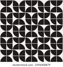 Graphical shapes of quarter circles in black and white shades for wall dcor, textiles and interior design.