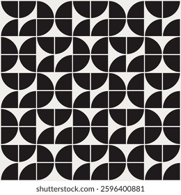 Graphical shapes of quarter circles in black and white shades for wall dcor, textiles and interior design.