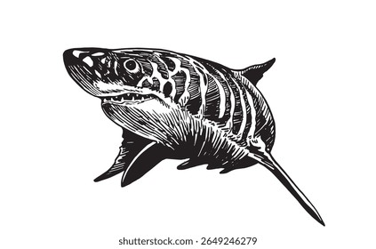 Graphical shark isolated on white background,vector illustration