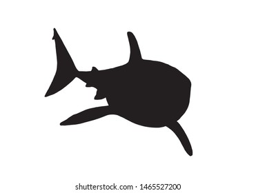 Graphical  shark silhouette isolated on white,vector illustration for logo,tattoo and printing