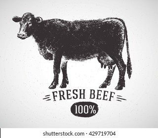 シルエット牛と銘文 手描きのイラスト のベクター画像素材 ロイヤリティフリー Shutterstock