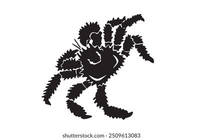 Silueta gráfica de cangrejo aislado en blanco, mariscos . Ilustración vectorial	
