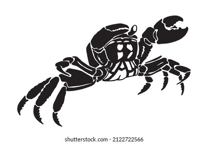 Graphical silhouette of crab on white background,vector sea-food element