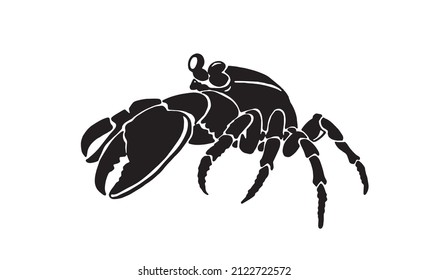 Graphical silhouette of crab on white background,vector sea-food element