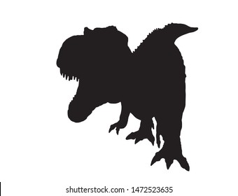 Graphical silhouette of dinosaur isolated on white,vector illustration