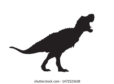 Graphical silhouette of dinosaur isolated on white,vector illustration