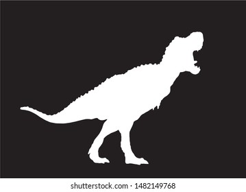 Graphical silhouette of dinosaur isolated on black,vector illustration	
