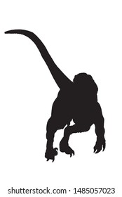 Graphical silhouette of dinosaur isolated on white,vector illustration	
