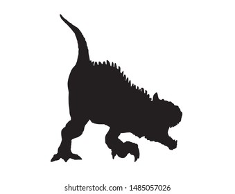 Graphical silhouette of dinosaur isolated on white,vector illustration	
