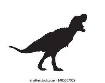 Graphical silhouette of dinosaur isolated on white,vector illustration	
