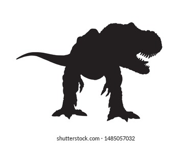 Graphical silhouette of dinosaur isolated on white,vector illustration	
