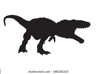 Graphical silhouette of dinosaur isolated on white,vector illustration