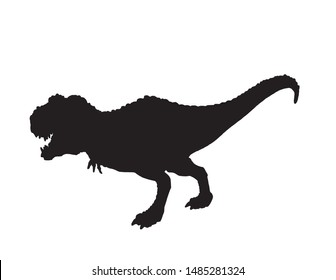 Graphical silhouette of dinosaur isolated on white,vector illustration