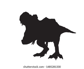 Graphical silhouette of dinosaur isolated on white,vector illustration
