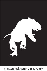 Graphical silhouette of dinosaur isolated on black,vector illustration