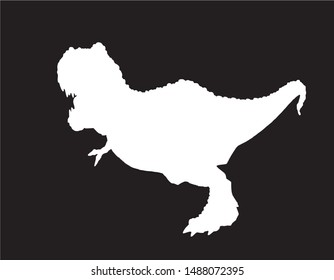 Graphical silhouette of dinosaur isolated on black,vector illustration