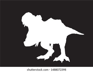 Graphical silhouette of dinosaur isolated on black,vector illustration